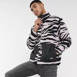 Levi's Skateboarding Mock Neck Zip Fleece Zebra Animal Print Lavendar NWT